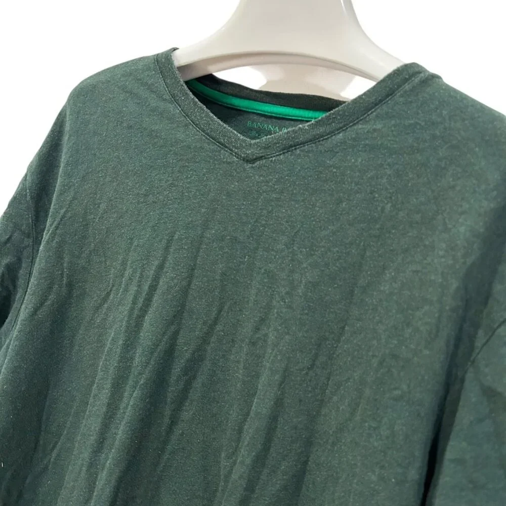 banana republic forest green fitted cotton v-neck t-shirt top shirt XL